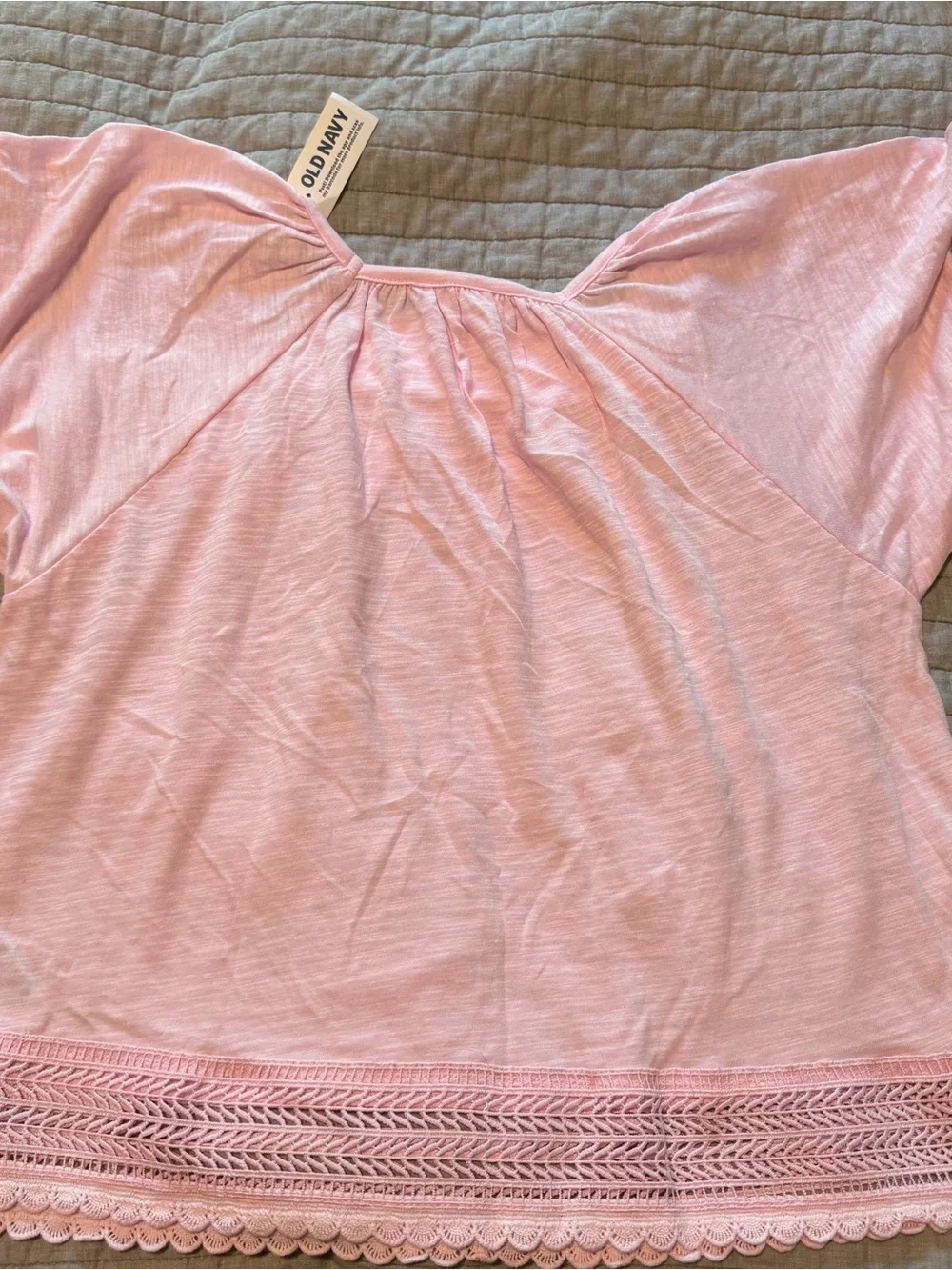 NWT Old Navy Light Pink Crochet-Trim Tunic Top